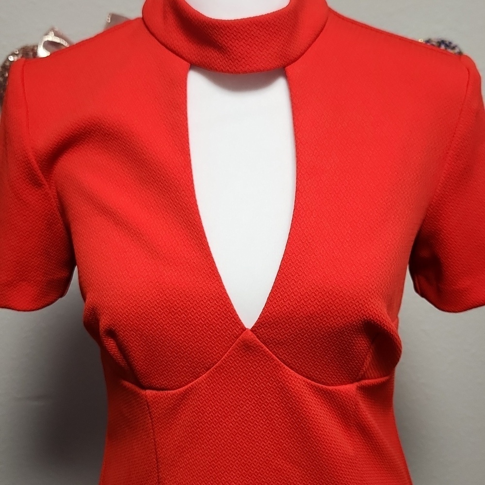 Trina Turk Camari Choker Collar Diamond Jacquard Dress - Picture 7 of 10
